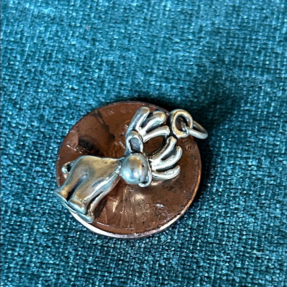 Silver Moose Charm Pendant - Silver Tone